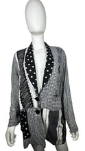 Load image into Gallery viewer, A large black and white vintage Surya cardigan jacket. Measured FlatChest - 39&quot;Sleeve - 23&quot;Length - 34&quot;