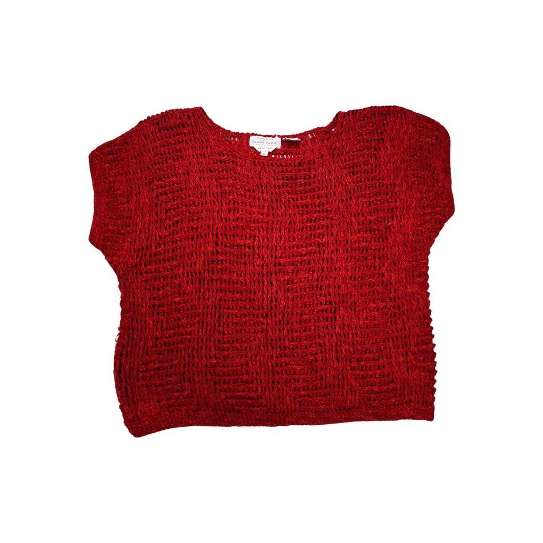 The Vintage Renee Tener for Jeanne Pierre Hand Knit Shirt comes in a playful shade of red, perfect for any day out! Its flat chest measures 38