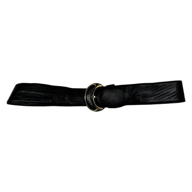 This stylish vintage belt from Liz Claiborne features a genuine leather construction and a sleek gold pin buckle. With a length of 34 1/2 inches, it is the perfect accessory to elevate any outfit.