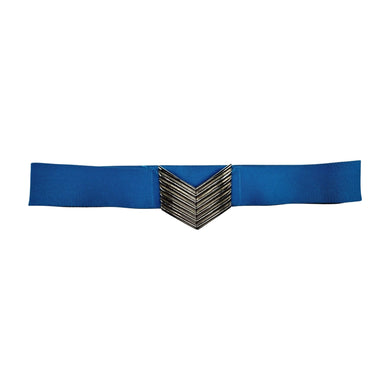 Get ready to go back in time with this hip and trendy 80's teal belt! Featuring a stretchable design and a sleek silver clasp, this belt is perfect for sizes small to medium.
