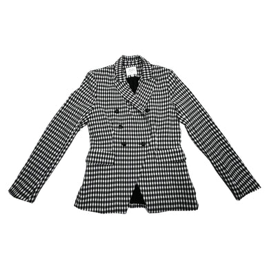 Introducing the Maison d' Amelie blazer: a playful addition to your wardrobe. This black and white plaid patterned blazer measures flat at 30