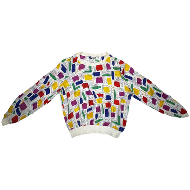 This Vintage Gailord 80's top boasts colorful sheer material and playful shapes all over. Measured flat, it has a chest of 36