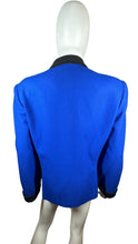 Load image into Gallery viewer, Get ready to rock your vintage style with this royal blue blazer from Kasper for A.S.L! Measured flat with a 39&quot; chest, 24&quot; sleeves, and a 27&quot; length, it&#39;s the perfect way to add a touch of retro class to any outfit. Plus, with an irregularity near the collar, it&#39;s sure to be one of a kind.