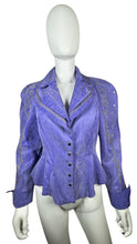 Load image into Gallery viewer, Hard-to-find, one-of-a-kind Vintage I I F Jacket in captivating Purple from the radical 80s. Featuring dazzling embellishments, this piece measures 32&quot; at the chest, with 24&quot; sleeves and a length of 24&quot;.