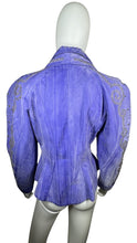 Load image into Gallery viewer, Hard-to-find, one-of-a-kind Vintage I I F Jacket in captivating Purple from the radical 80s. Featuring dazzling embellishments, this piece measures 32&quot; at the chest, with 24&quot; sleeves and a length of 24&quot;.