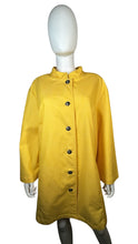 Load image into Gallery viewer, The Vikki Vi Jacket is a tall yellow button up vintage jacket. Measured Flat Chest - 34&quot; Sleeve - 20&quot; Length - 36&quot;