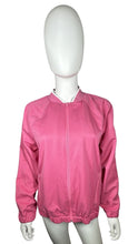 Load image into Gallery viewer, The Vintage Sag Harbor Pink Jacket is a zip up Members Only style jacket with zip up pockets. Measured Flat Chest - 33&quot; Sleeve - 23&quot; Length - 25&quot;