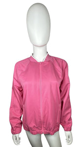 The Vintage Sag Harbor Pink Jacket is a zip up Members Only style jacket with zip up pockets. Measured Flat Chest - 33" Sleeve - 23" Length - 25"