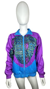 Experience the thrill of finding a rare gem with this Vintage Members Only Windbreaker Jacket. The 90's style jacket features vibrant purple and blue tones, with a convenient zip-up design. With a chest measurement of 40", sleeve length of 24", and ove...