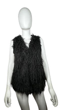 Load image into Gallery viewer, The H&amp;M Black Faux Fur vest comes with pockets, measuring 32&quot; in the chest and 24&quot; in length.
