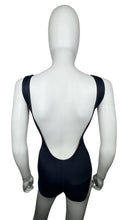 Load image into Gallery viewer, Get ready to make a splash with this Vintage Adrienne Vittadini nautical blue one piece high cut swimsuit! Its square top adds a touch of uniqueness, while the measurements of a 22&quot; waist, 26&quot; hips, and a length of 26 1/2&quot; ensure a perfect fit for any...