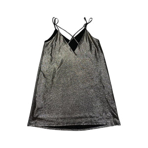 A sleek and sassy cocktail dress made of material that's similar to lame', in an extra small size from Libby Story. Flat measurements: chest - 34", waist - 35", hips - 35", length - 31".