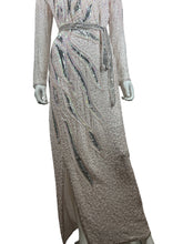 Load image into Gallery viewer, This stunning dress is a one-of-a-kind gem from the 80&#39;s, embellished with shiny beads and a delicate, blush pink color. The stylish, form-fitting shape is highlighted by a dazzling, bedazzled belt. Measurements: Bust - 30&quot; Sleeves - 23 1/2&quot; Length - 5...