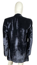 Load image into Gallery viewer, Get ready to elevate your style game with this chic Navy Velvet Blue Blazer from the one and only Designer Elie Tahari! It boasts a flat chest measurement of 34&quot;, sleek 25&quot; sleeves, and a stylish length of 32 1/2&quot;. Trust us, you&#39;ll look and feel like a...