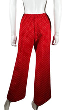 Load image into Gallery viewer, Add a touch of vintage flare to your wardrobe with these 70&#39;s Act lll pants. Made with polyester, they feature a stretchy waist and a playful all-over diamond print in white. Plus, they have a union-made label for added value. Measured flat, they have...