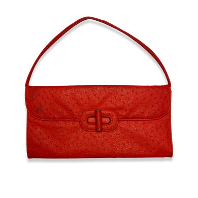 The Avon Clutch is a red faux clutch with strap. Small darker stain on front not very noticeable. 
