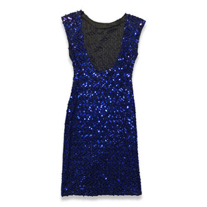 This Vintage Blue Sequin Dress is truly stunning with its captivating sequins, chic pencil silhouette, and alluring scoop back. Zipping up on the side, it fits seamlessly on the body, measuring at 29" for the chest, 26" for the waist, and 28" for the h...