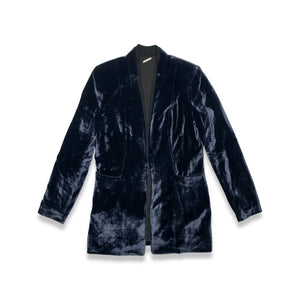 Designer Elie Tahari Navy Velvet Blue Blazer.     Measured Flat  Chest - 34"  Sleeve - 25"  Length - ﻿32 1/2"