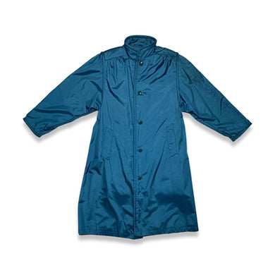 Vintage Objectives blue nylon snap trench style double layered removable inner layer jacket.  Measured Flat   Chest - 36