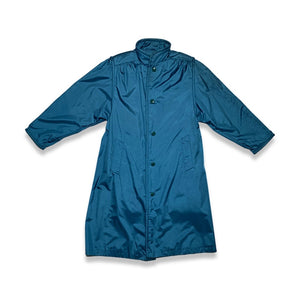 Vintage Objectives blue nylon snap trench style double layered removable inner layer jacket.  Measured Flat   Chest - 36"  Sleeve - 22 1/2"  Length - 45" 