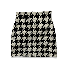 Load image into Gallery viewer, The Houndstooth Skirt is a black and white skirt with zipper and houndstooth all over print.  Measured Flat  Waist - 28&quot;  Hips - 37&quot;  Length - 18 1/2&quot;