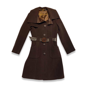 This Designer Mackage Trench Coat features a Leather Belt and is made with Wool, Cashmere, and Leather for a luxurious and stylish look. 