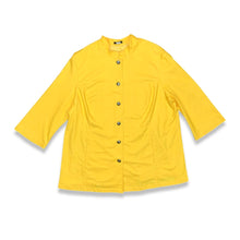 Load image into Gallery viewer, The Vikki Vi Jacket is a tall yellow button up vintage jacket. Measured Flat Chest - 34&quot; Sleeve - 20&quot; Length - 36&quot;