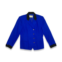 Load image into Gallery viewer, Get ready to rock your vintage style with this royal blue blazer from Kasper for A.S.L! Measured flat with a 39&quot; chest, 24&quot; sleeves, and a 27&quot; length, it&#39;s the perfect way to add a touch of retro class to any outfit. Plus, with an irregularity near the...